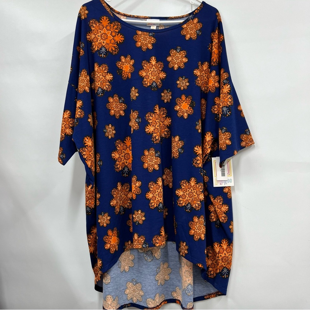 NWT Lularoe 3XL Navy Blue/ Orange Floral "IRMA" Tee simply comfortable